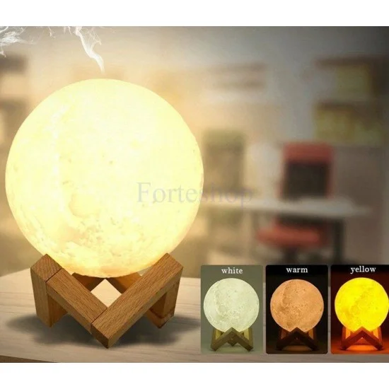 Нощна Лампа и  Арома Дифузер ЛУНА 3 В 1