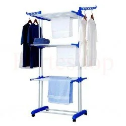 Сушилник за дрехи с 3 нива, колелца и опора за закачалки