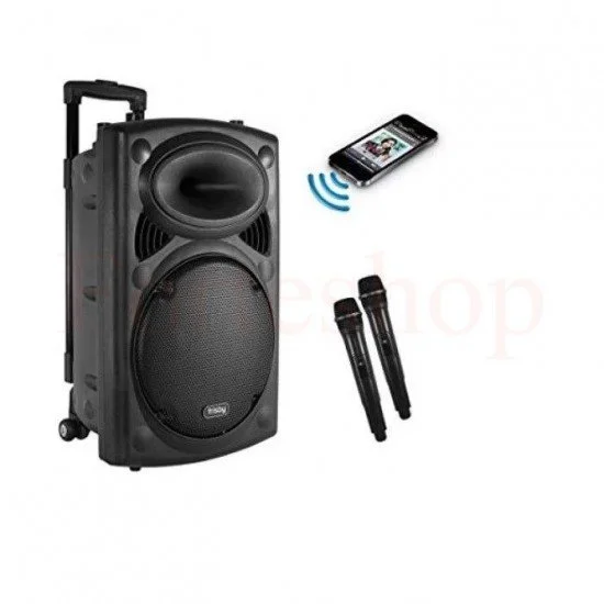 Мощна караоке тонколона MBA F-15W с  2 бр. безжични микрофона