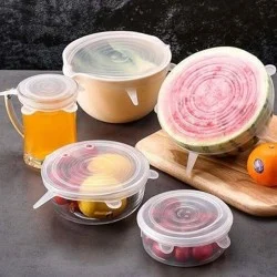 Комплект от 6 броя силиконови капаци за храна