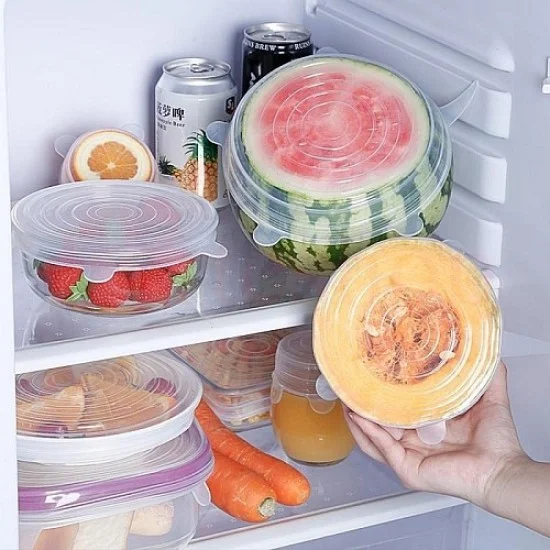 Комплект от 6 броя силиконови капаци за храна