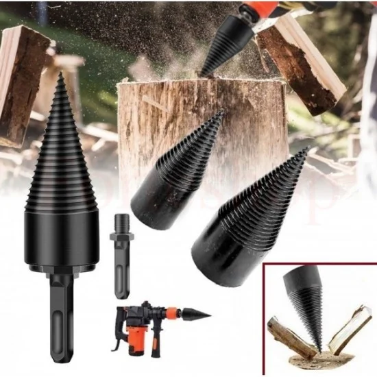 Конус за цепене на дърва за перфоратор или бормашина