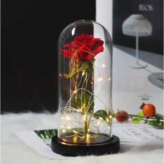 ЛУКСОЗНА  LED РОЗА В СТЪКЛЕНИЦА
