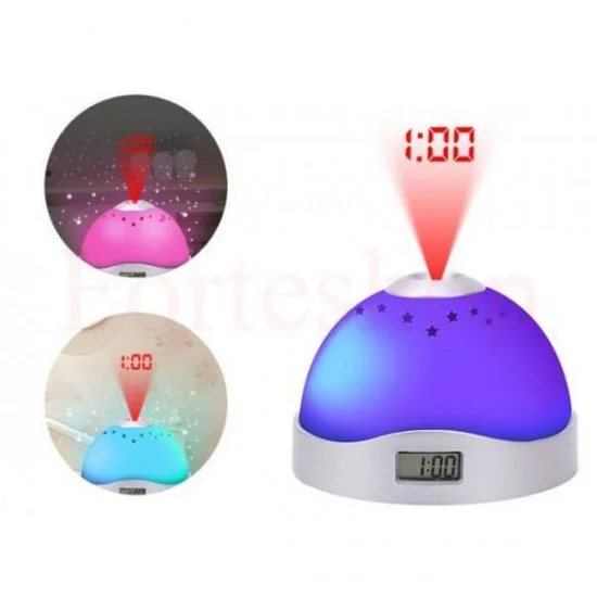 НОЩНА ЛАМПА ПРОЖЕКТОР С ЧАСОВНИК