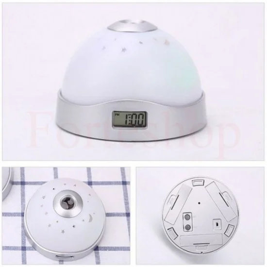 НОЩНА ЛАМПА ПРОЖЕКТОР С ЧАСОВНИК