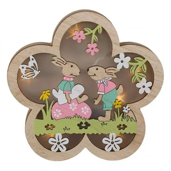 ЛЕД ВЕЛИКДЕНСКА ДЕКОРАЦИЯ ЦВЕТЕ СЪС ЗАЙЧЕТА