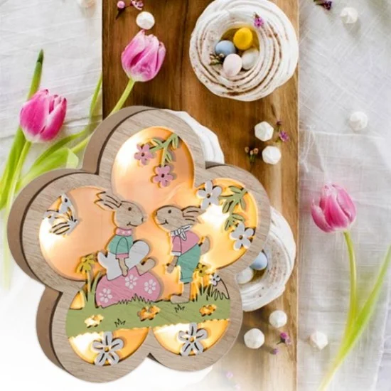 ЛЕД ВЕЛИКДЕНСКА ДЕКОРАЦИЯ ЦВЕТЕ СЪС ЗАЙЧЕТА