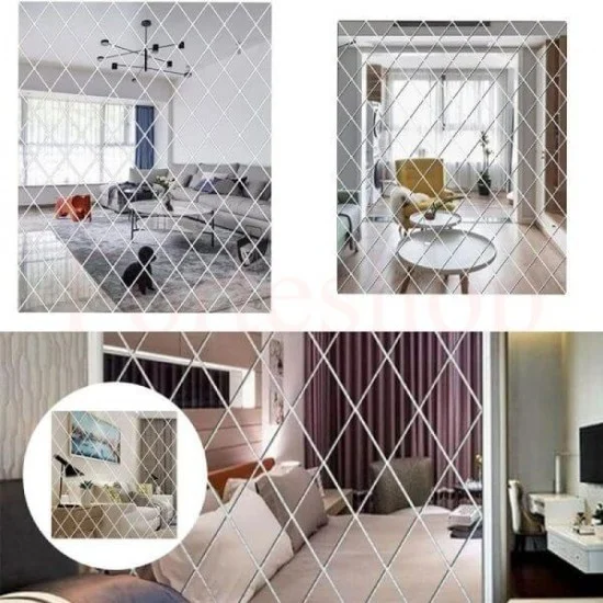 Самозалепващи 3D огледални стикери с диамантена форма