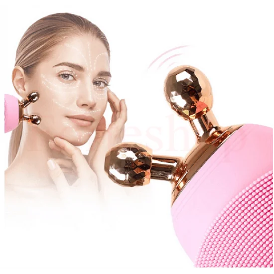 Масажор за лице със звукова четка и въртящи 3D топки