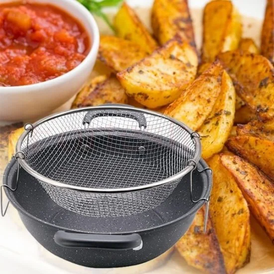 Мраморна тенджера с кошница за пържене