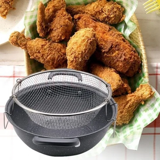 Мраморна тенджера с кошница за пържене