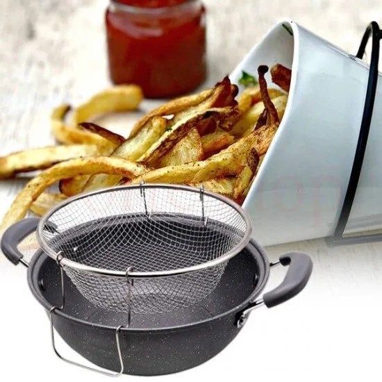 Мраморна тенджера с кошница за пържене