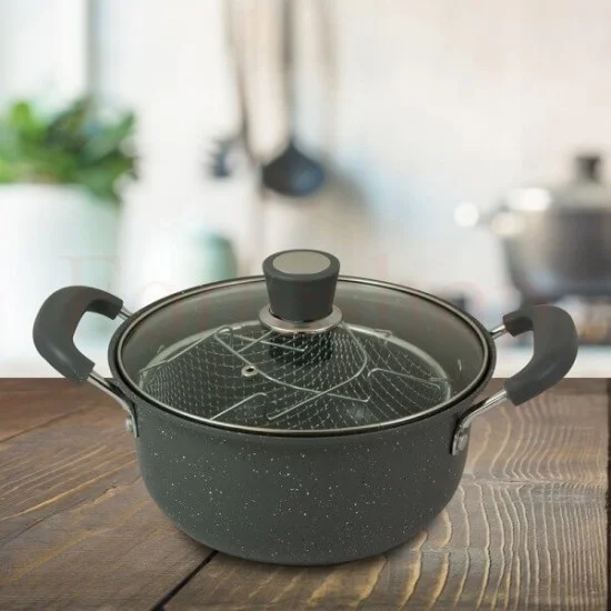 Мраморна тенджера с кошница за пържене