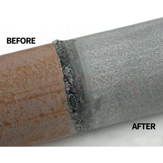 Металикова боя на водна основа – преди и след нанасяне върху ръждясала повърхност