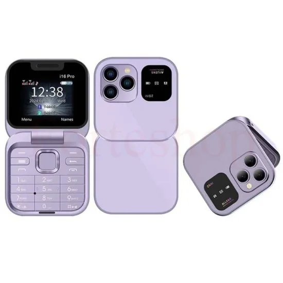 Мини сгъваем телефон i16 Pro черен цвят