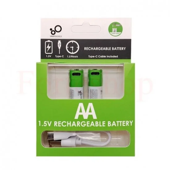 Презареждаеми батерии AA 1.5V с USB Type-C кабел