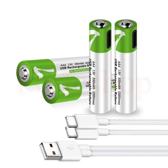 AAA акумулаторни батерии 1.5V с USB Type-C кабел за директно зареждане