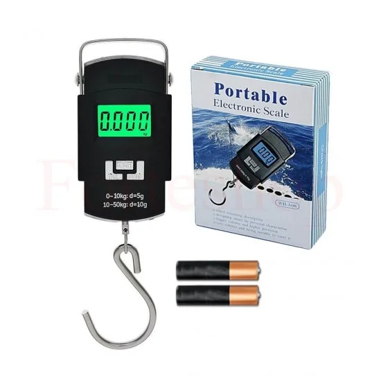 Преносим електронен кантар до 50 кг с LCD дисплей и метална кука