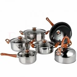 Комплект кухненски съдове от неръждаема стомана – 12 части с чайник