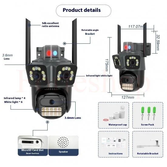 wifi камера 9mp 4k ptz с нощно виждане и AI проследяване