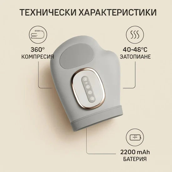 Интелигентен безжичен масажор за ръце с въздушна компресия и инфрачервено затопляне