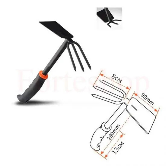 Малка ръчна градинска мотика с тризъбец