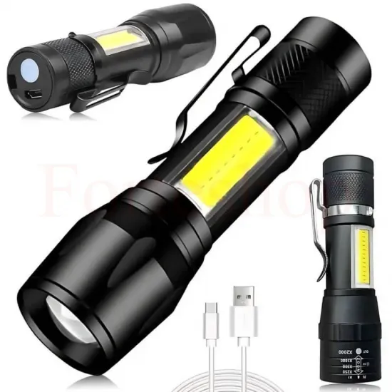 Презареждаем LED фенер с COB странична светлина и zoom фокус